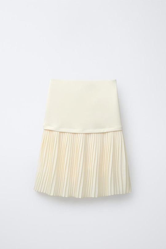 ZARA ПЛИССИРОВАННАЯ ЮБКА МИДИ, СВЕТЛО-ЖЕЛТЫЙ