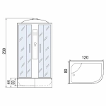 Душевая кабина Мономах XL 120x80x44 С МЗ стекло прозрачное с рисунком мозаика/профиль хром