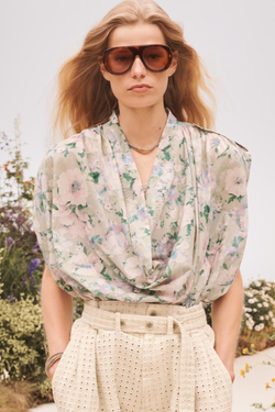 ZARA ТОП С ПРИНТОМ, ЗЕЛЕНЫЙ