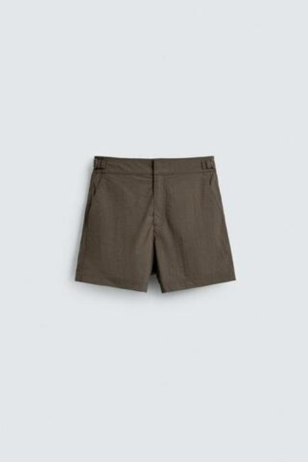 ZARA ПЛАВКИ С БОКОВЫМИ ЛЯМКАМИ, КОРИЧНЕВЫЙ