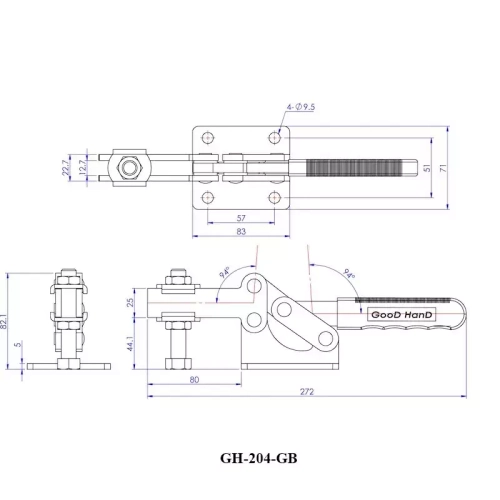 Зажим механический с горизонтальной ручкой GH-204-GB