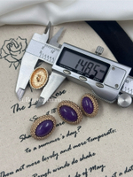 Пуговицы овальной формы золотистые с фиолетовым камнем