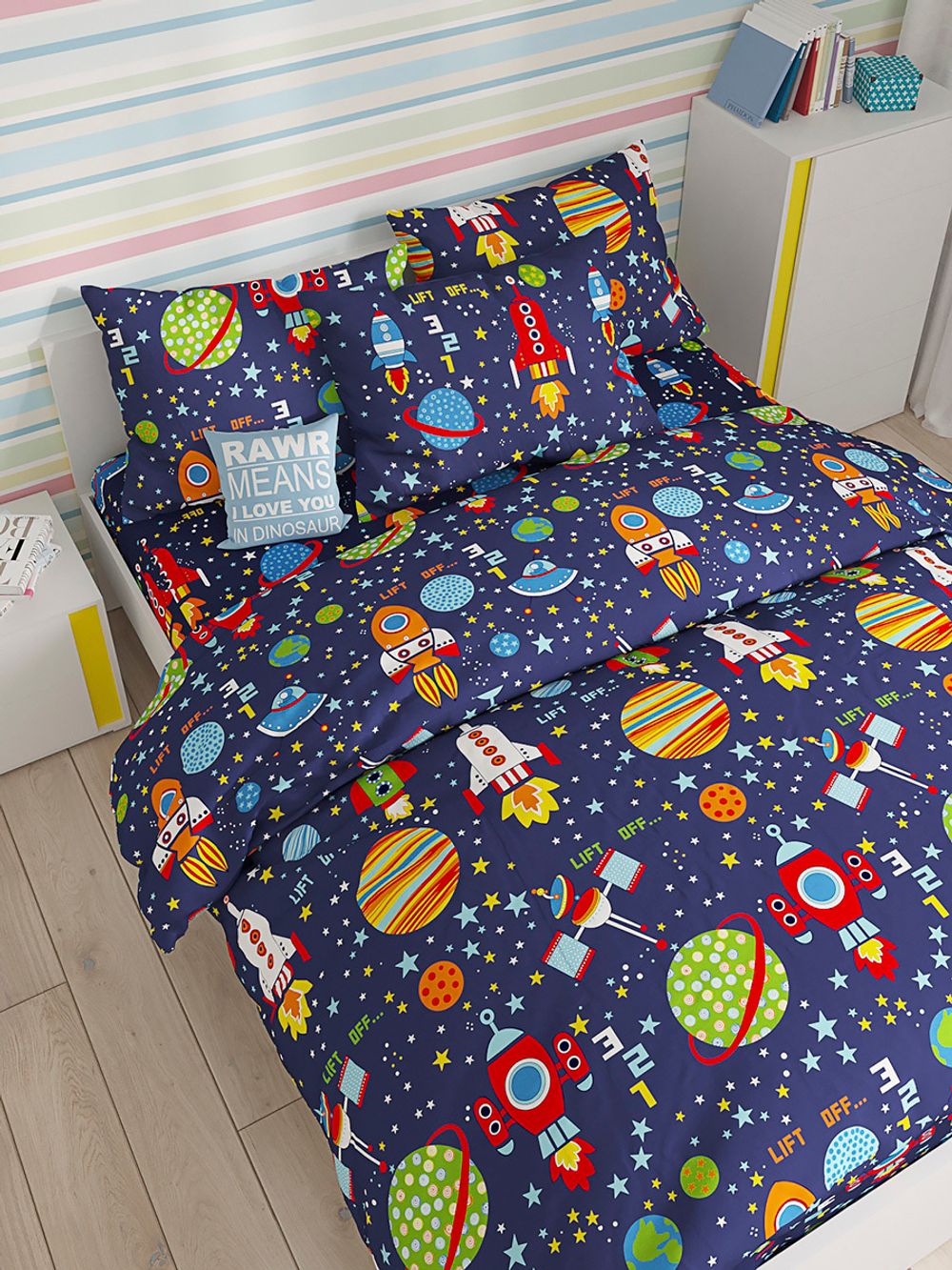 Наволочка комплект 2шт Сказка "Космос" 50х70 см, перкаль