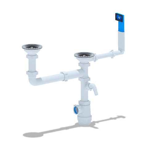 Сифон 3 1/2*40 Ani Грот с носиком и жест переливом двойной разноур смещен А7700 АНИ пласт