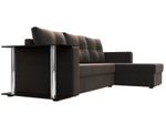 Диван угловой Атланта со столом правый угол, Коричневый, Велюр, 112496