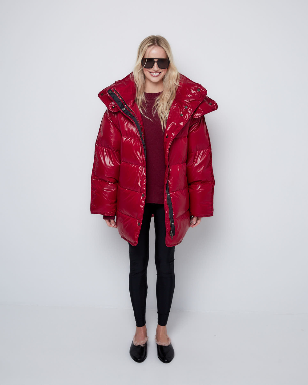 Пуховик со съемным капюшоном из нейлона Монклер вишня