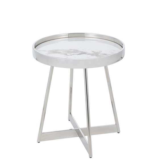 Журнальный столик Elica Ø50 см, керамика, хром