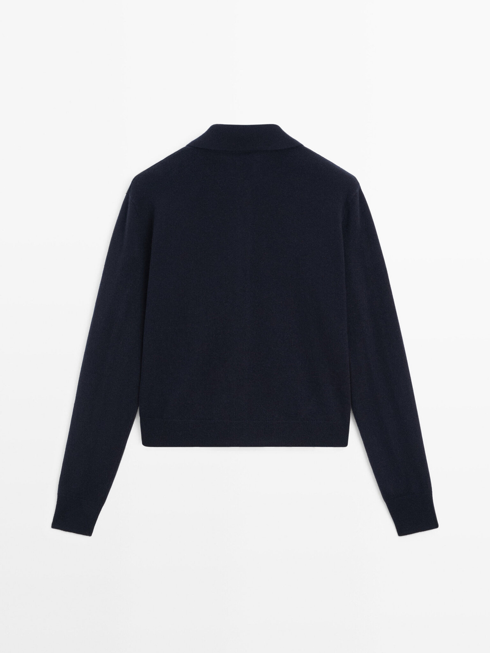 Massimo Dutti Укороченный кардиган из 100% шерсти, темно-синий