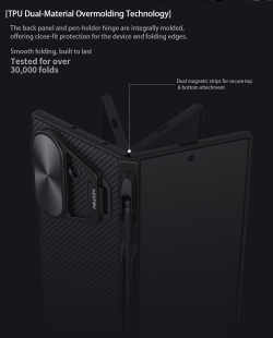 Чехол от Nillkin на Samsung Galaxy Fold 7, серия CamShield Prop (версия с металлической откидной крышкой и стилусом)
