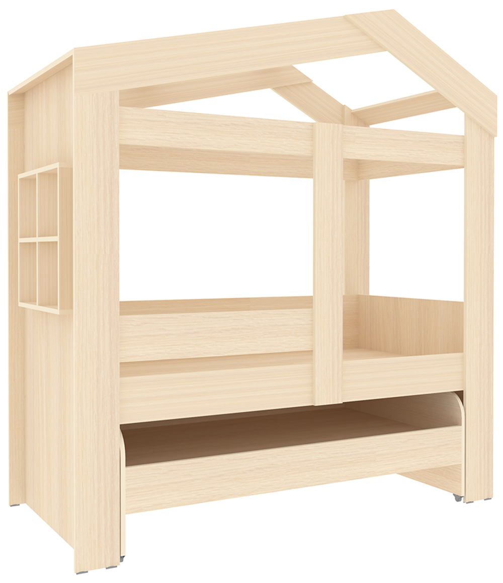 Двухъярусная  Кровать КарИВи Домик Сказка ДС-36.1 + ДС-36.2  Дуб Молочный  Дуб Молочный