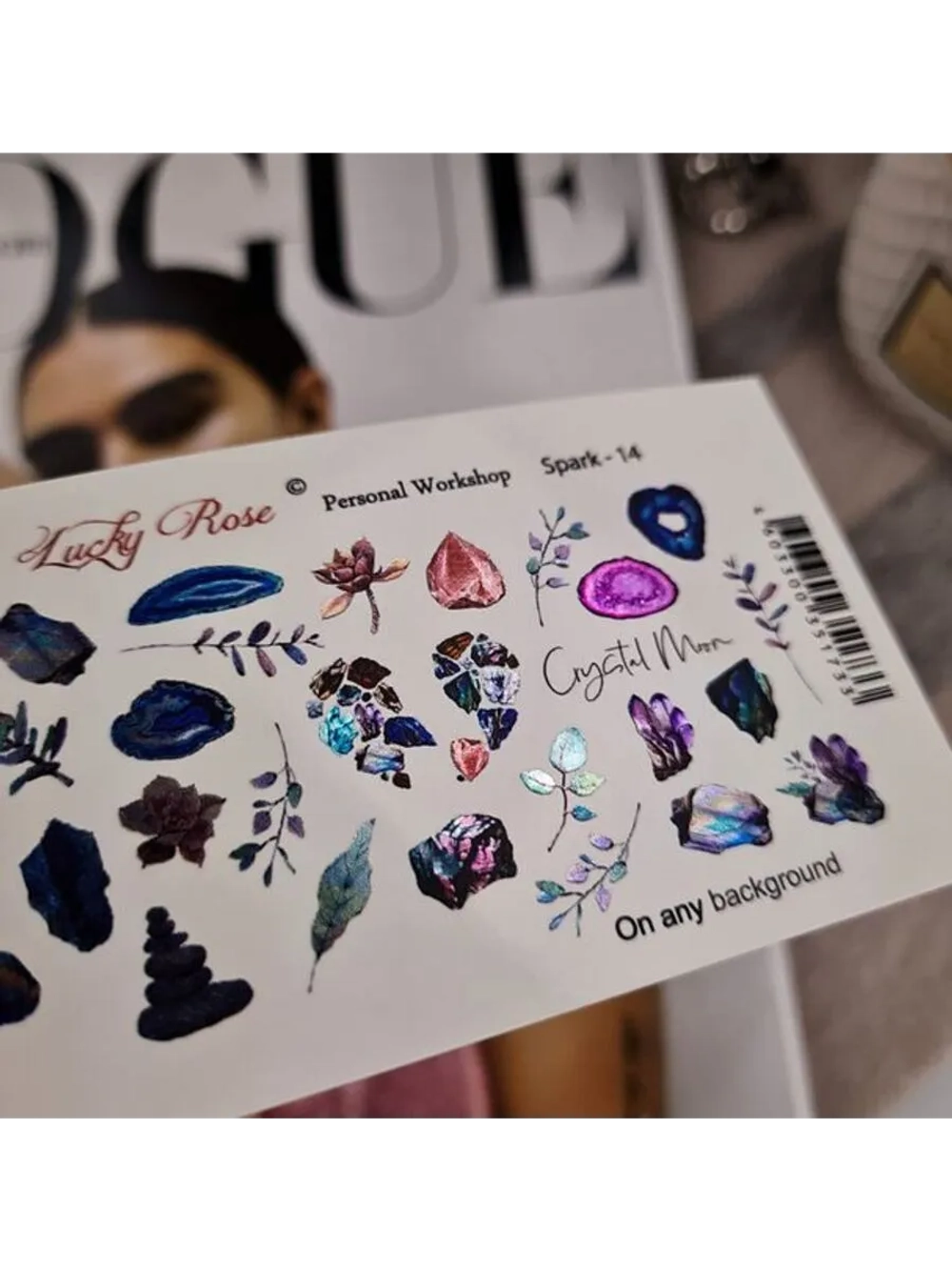 Lucky Rose Слайдеры наклейки для длинных ногтей Spark 014