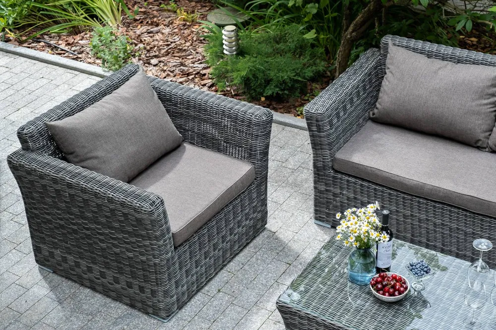 "Капучино Cингл" лаунж-зона из искусственного ротанга, цвет графит