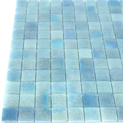 STP-GN003-L Natural Мозаичная плитка из стекла Steppa зеленая голубая с перламутром