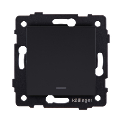 Выключатель 1-клавишный проходной 10А/250В с LED подсветкой, черный матовый Kollinger REA-S-004BM для Aspekt, Eleganz, Reflex