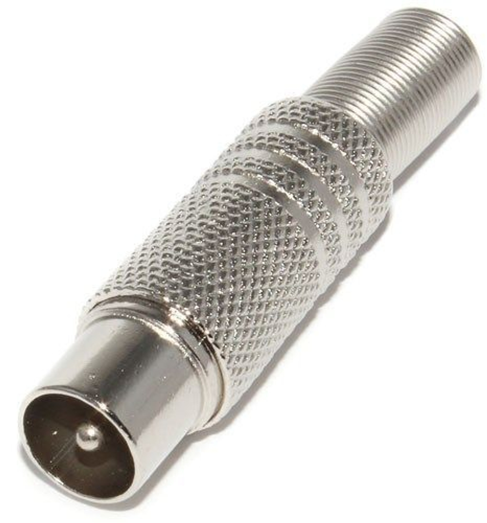 Штекер антенный прямой с резьбой, металлический (папа) F