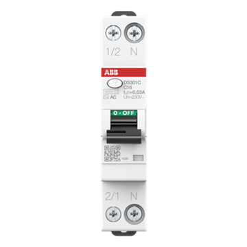 Дифференциальный автомат ABB DS301 C16A 30mA тип АС 1-модуль