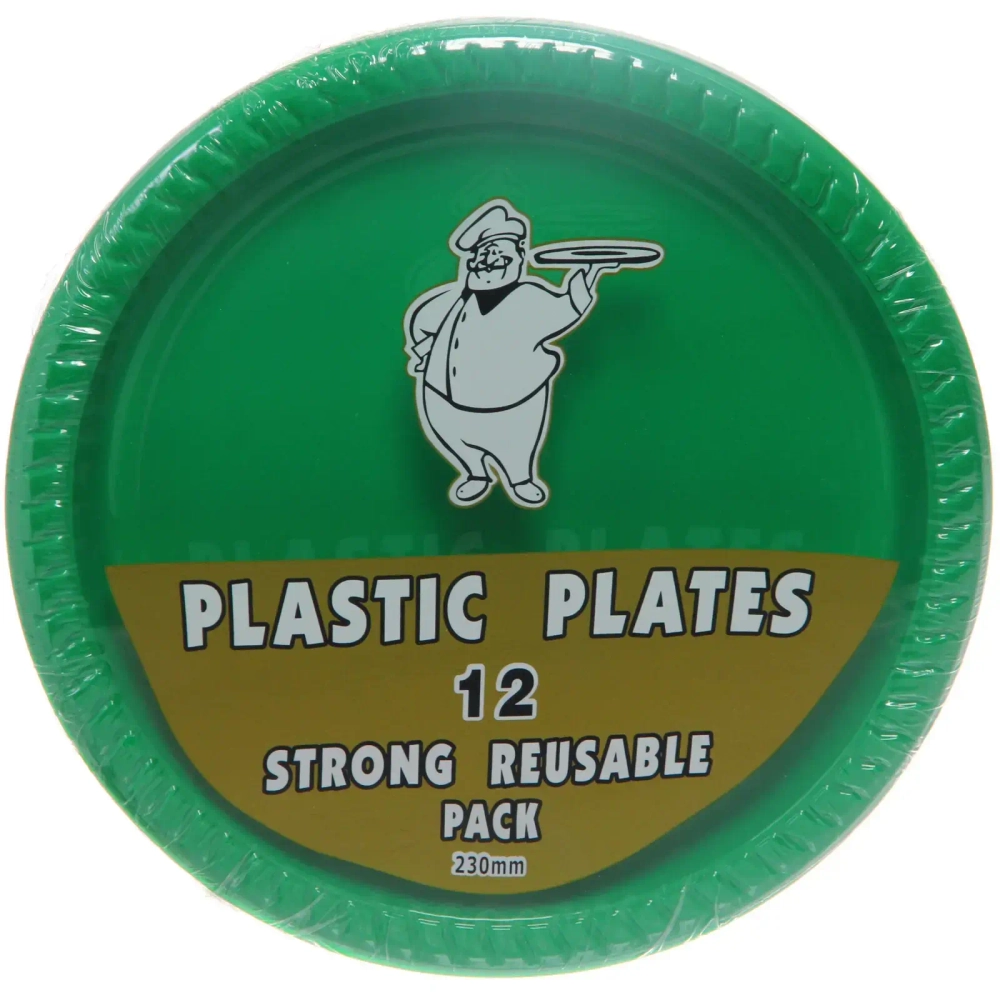 Тарелка пластиковая 23см в наборе 12шт зеленая