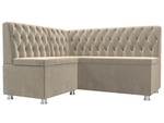 Диван кухонный угловой Мирта левый угол, Бежевый, Микровельвет, 107594L