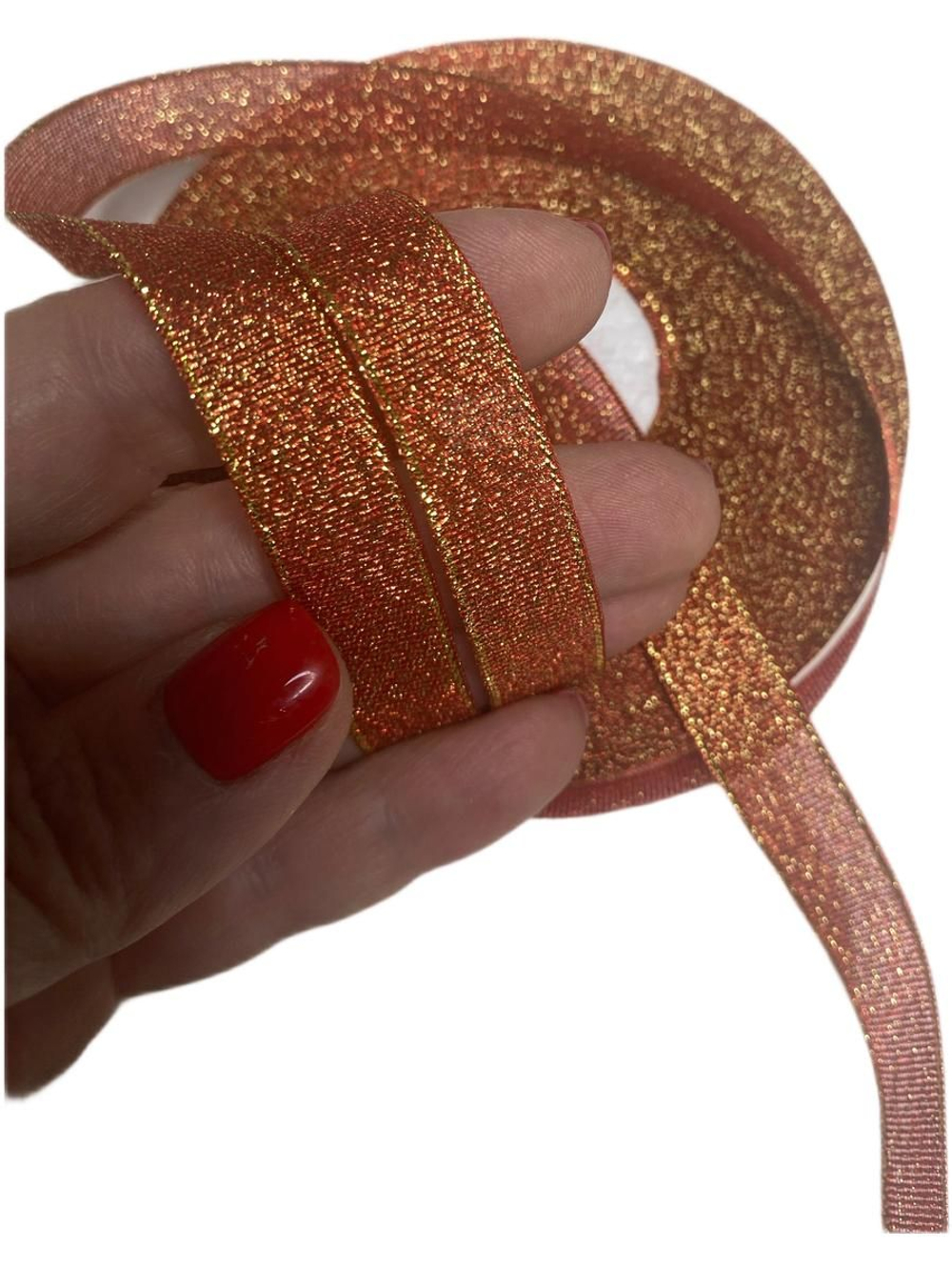 Лента люрекс 12мм - 33м -1 боб. (красный кирпич с золотом)
