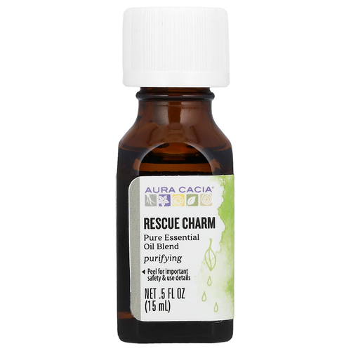 Aura Cacia, Смесь чистых эфирных масел, Rescue Charm, 15 мл (0,5 жидк. унц.)
