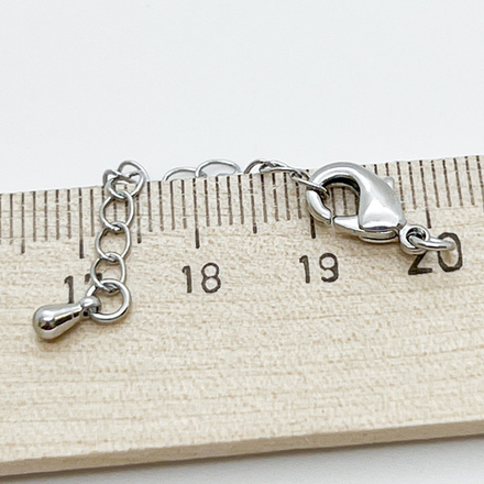 Замок-карабин с удлинителем, цвет серебро (родий), размер 12 мм, удлинитель 50 мм, цена за 1 шт