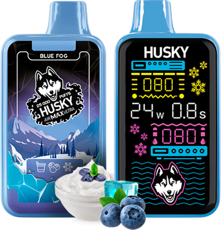Husky Airmax Ultra Blue fog - йогурт с черникой и льдом 25000 затяжек 20мг Hard (2% Hard)