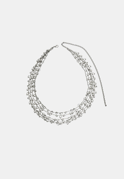 STRADIVARIUS Макси-колье с цепочками и бусинами, серый