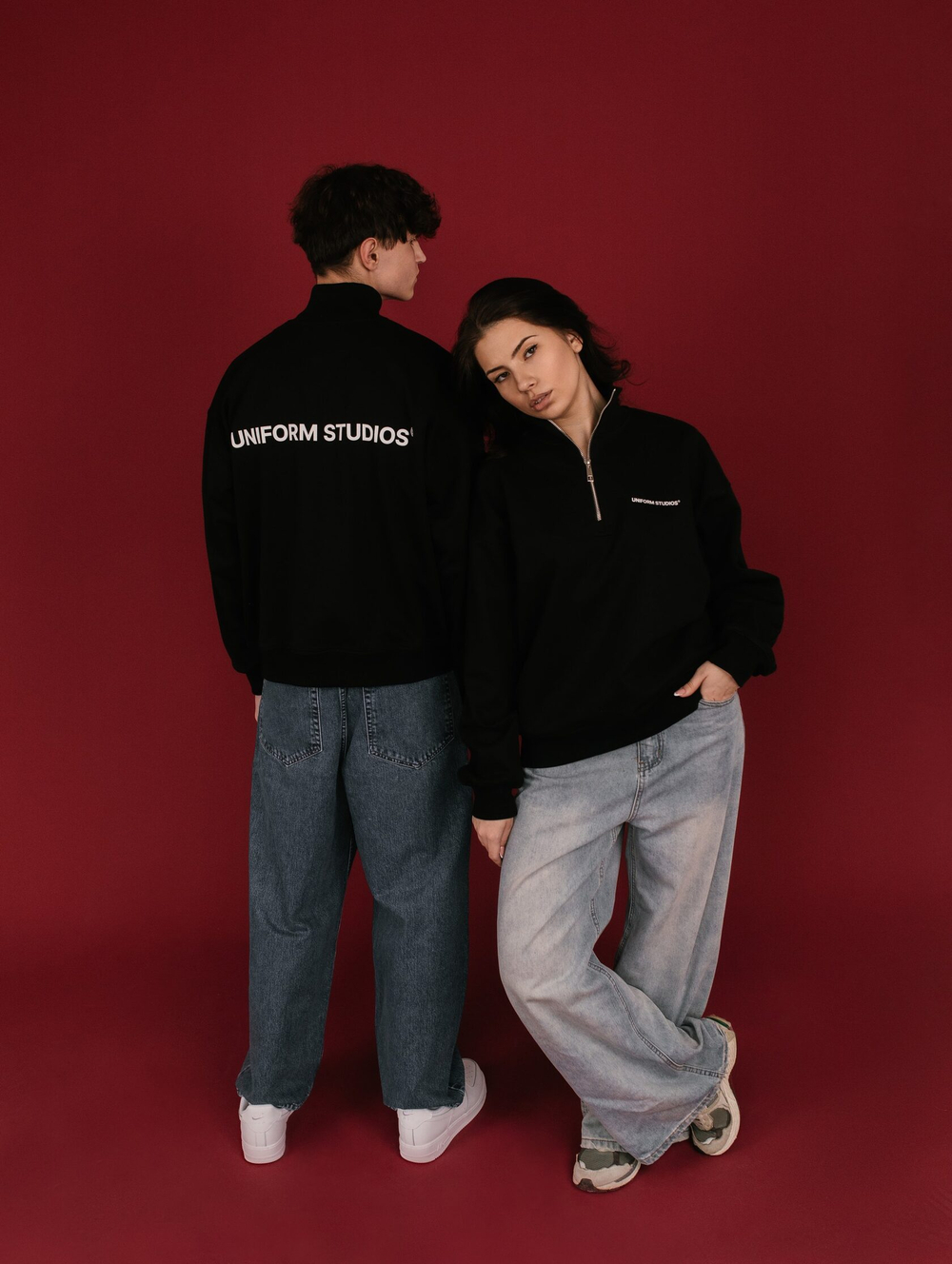 Cвитшот UNIFORM Half-zip Heavy STUDIOS, Черный