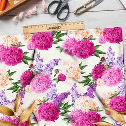 Ткань шелк Армани насыщенные пионы