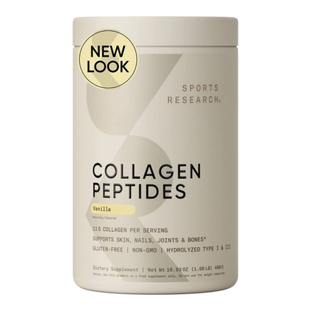 Sports Research, Пептиды коллагена со вкусом ванили, Collagen Peptides Vanilla Bean, 477 гр