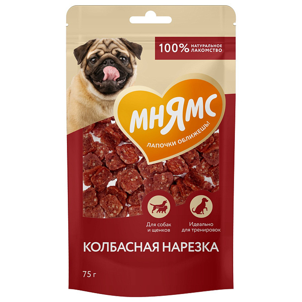 Лакомство для собак Мнямс на каждый колбасная нарезка 75г, 50 шт