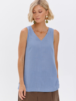 Удлиненный топ из льна с V-вырезом