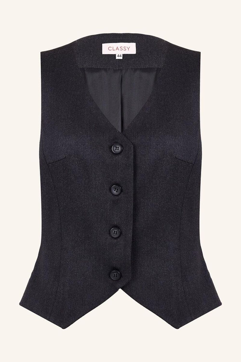 Жилет короткий графит шерсть (Размер 44)