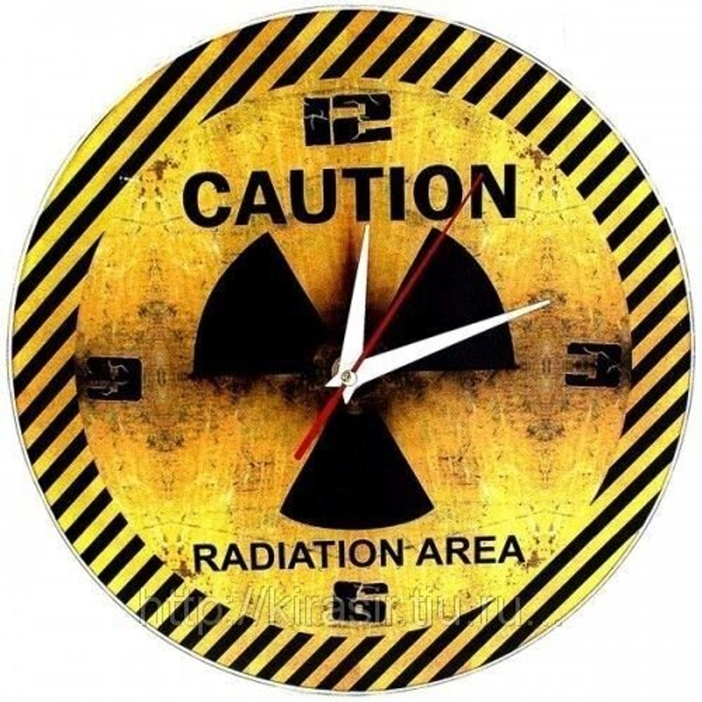 Часы настенные "Caution",  Стеклянные