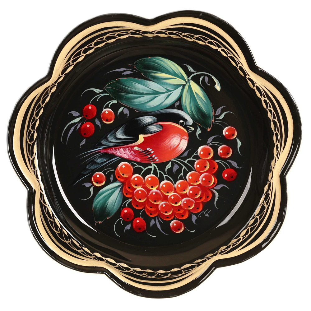 Жостовский поднос декоративный, размер 18 см (A1), металлический