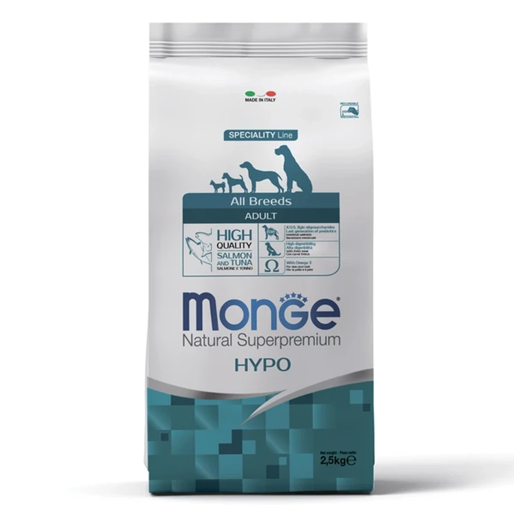 Сухой корм Monge DOG Speciality Line HYPO для взрослых собак, гипоаллергенный, из лосося с тунцом 2,5 кг