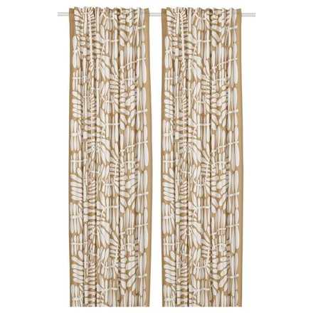 IKEA MAJSMOTT  (ИКЕА МАЙСМОТТ)  -  Штора, 2 шт, на ленте/бежевый/белый, 145x300 см