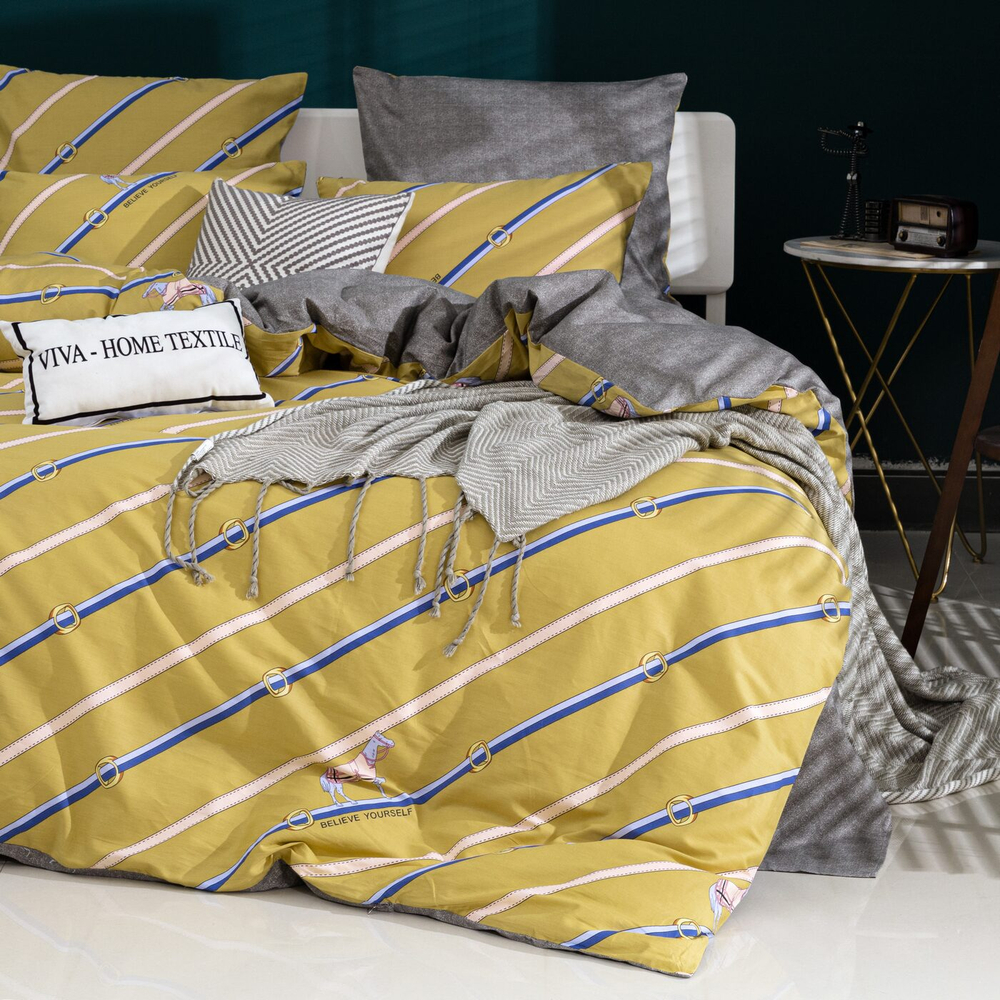 Комплект постельного белья Делюкс Сатин 100% хлопок на резинке LR389