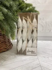 Набор винтажных сосулек Саламандра 15 см., белый, пластик, 12 шт., Christmas DeLuxe (89291)