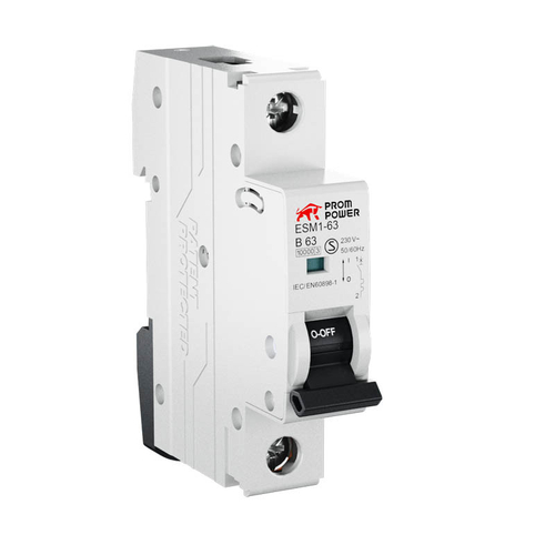 Автоматический выключатель ESM1-63/C32/1 (10kA), 32A, характеристика C, количество полюсов: 1P