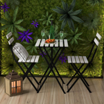 Мебель садовая комплект, Тэрно, складной стол и 2 складных стула, массив березы, с нержавеющим стальным каркасом, для улицы дачи кафе, белый, IKEA