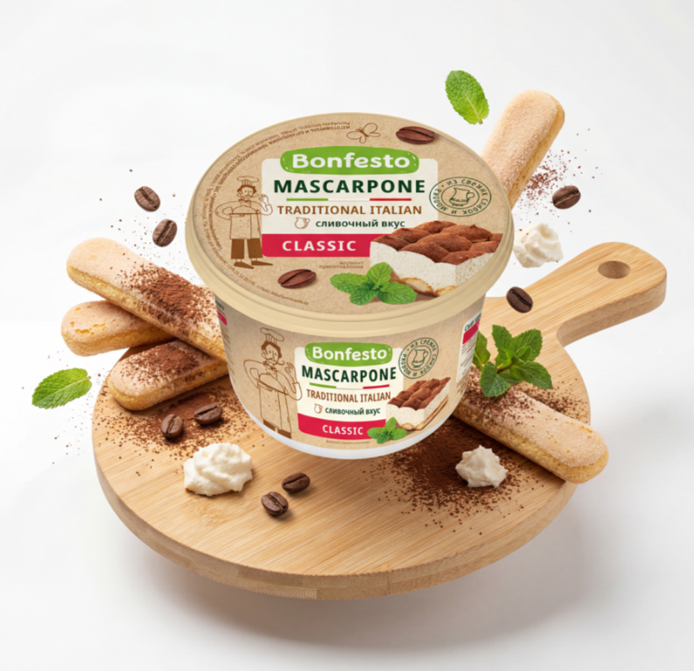 Сыр Маскарпоне мягкий 78% 500г Bonfesto, Беларусь