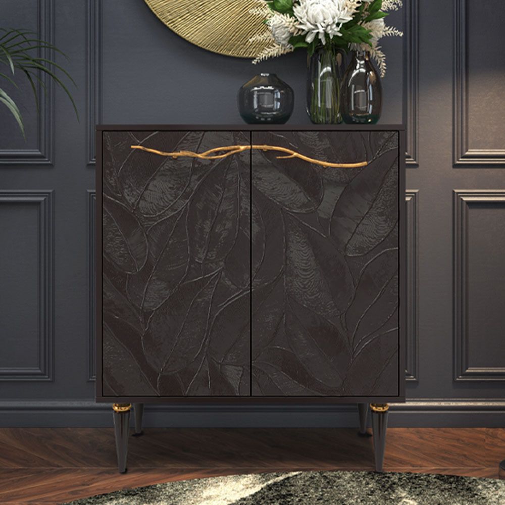 Комод Арт Колор leaves Классик Голд с 2 полками Терпкий коричневый