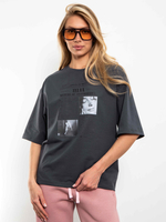 Футболка женская оверсайз Модная пресса (графит)