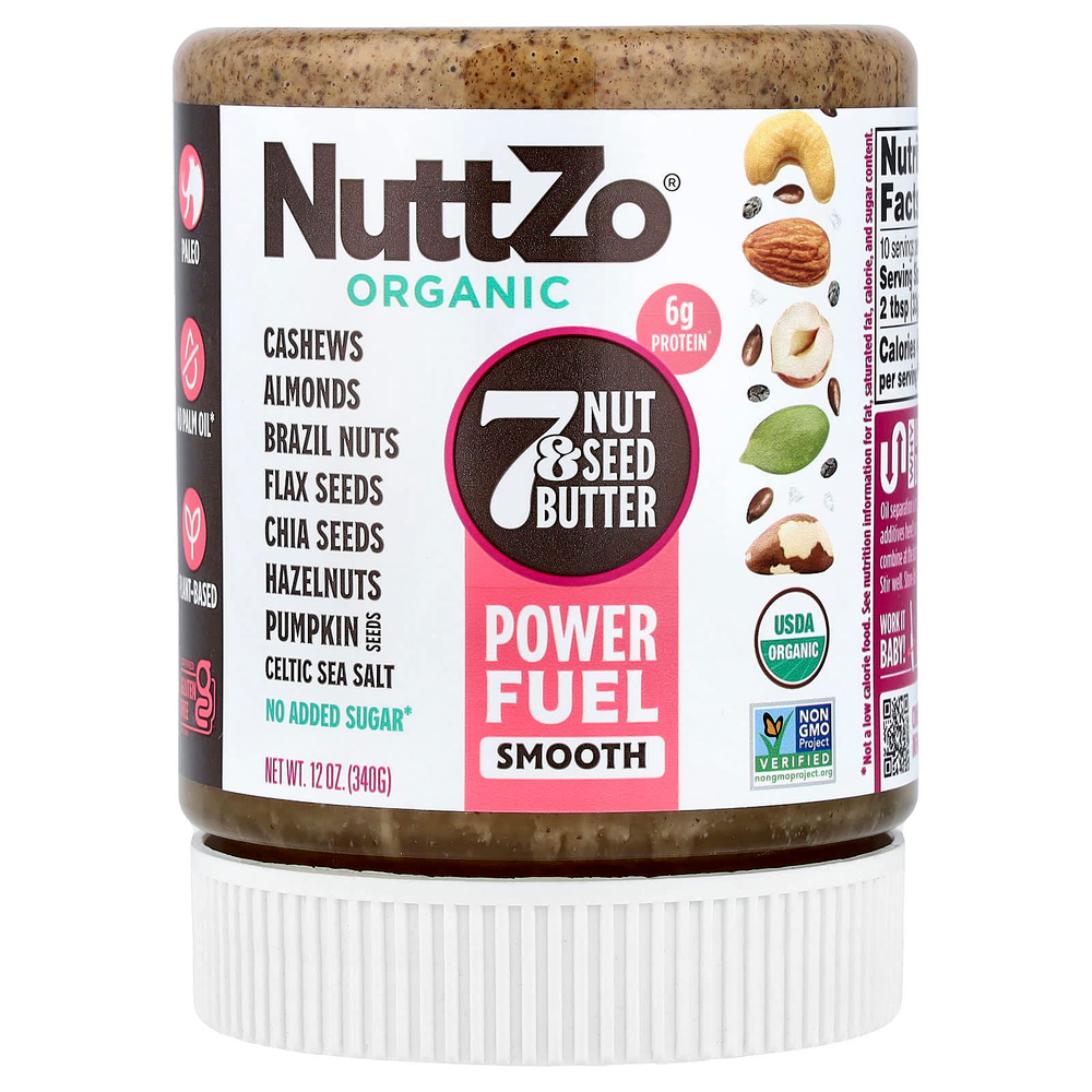 Nuttzo, Power Fuel, органическое масло из 7 орехов и семян, кремовая текстура, 340 г (12 унций)