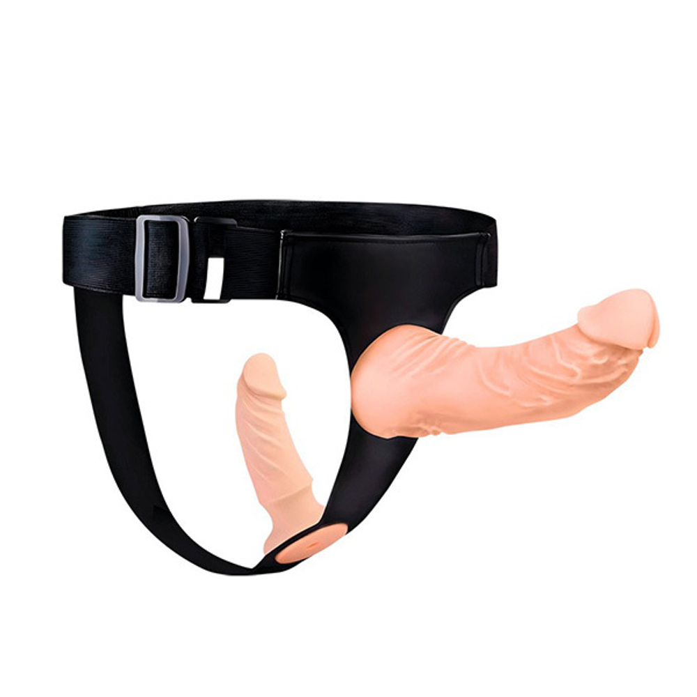 Женский вибрострапон 20см на поясе с вагинальной вибропробкой 12,5см и пультом ДУ Bior Toys Erowoman-Eroman EE-10297