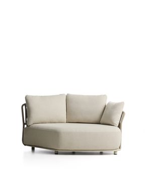 Изогнутый модуль уличного дивана Osani из алюминия экрю и веревки цвета таупе 167 см