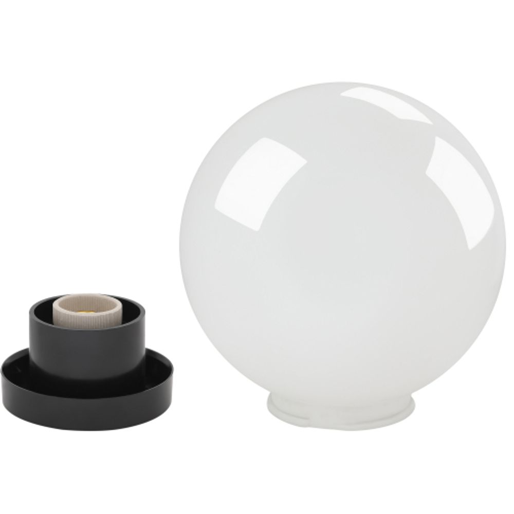 Садово-парковый светильник ЭРА НТУ 02-60-201 шар опаловый призма на опору / кронштейн IP44 Е27 max60Вт d200mm | Садово-парковые светильники