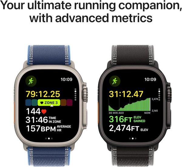 Умные часы Apple Watch Ultra 3 49 мм черный титан, ремешок Trail черного цвета (M/L)
