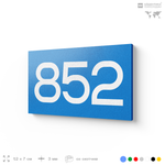 Номер на дверь 852, табличка на дверь для офиса, квартиры, кабинета, аудитории, склада, голубая 120х70 мм, Айдентика Технолоджи